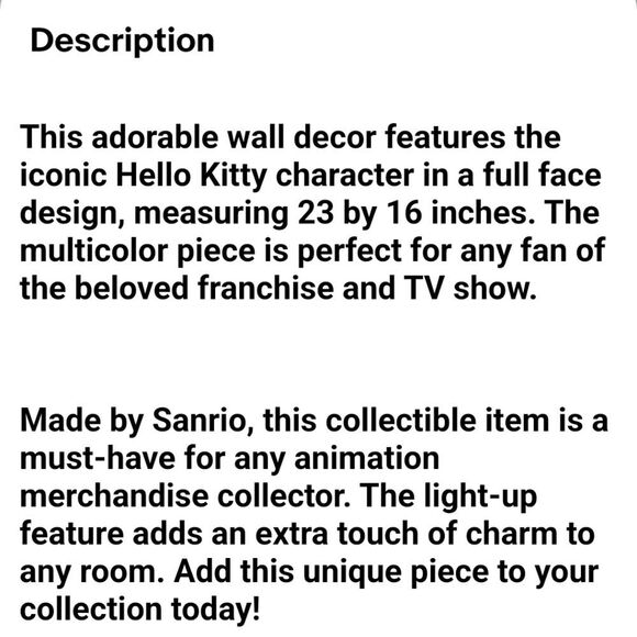 Hello Kitty Light-Up Wall Decor - Picture 4 of 6